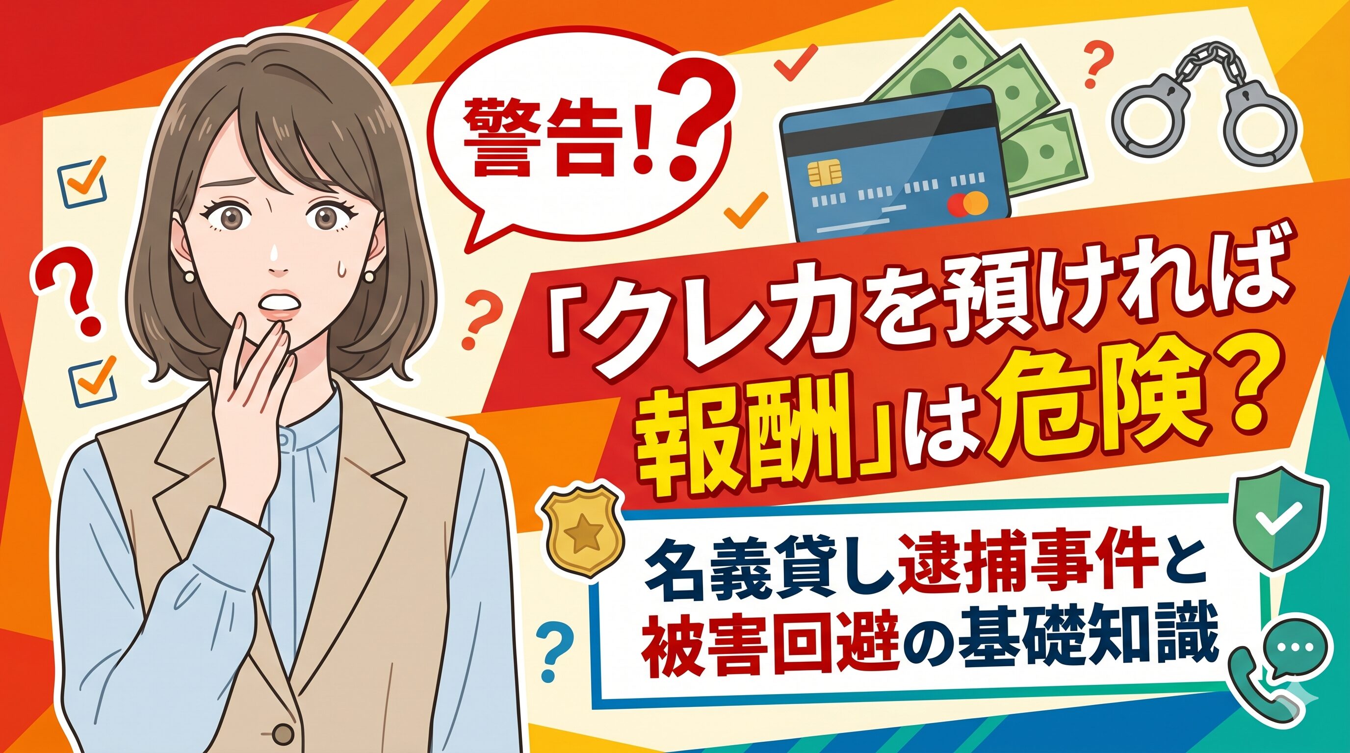「クレカを預ければ報酬」は危険？名義貸し逮捕事件と被害回避の基礎知識