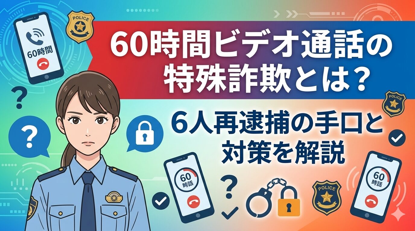 60時間ビデオ通話の特殊詐欺とは？6人再逮捕の手口と対策を解説