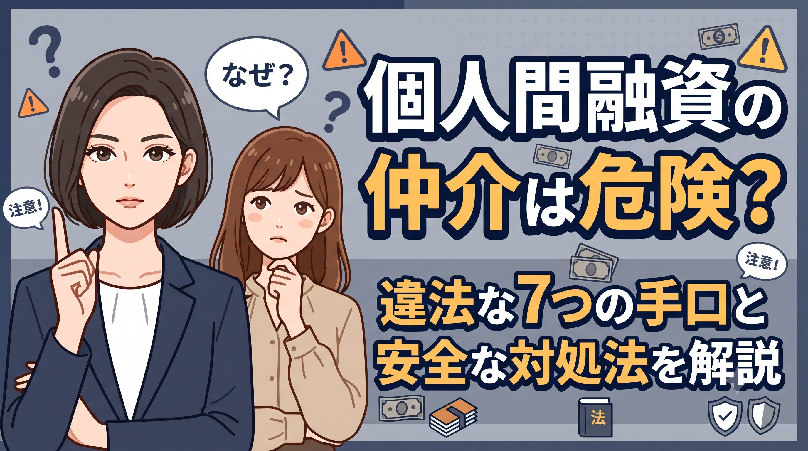 個人間融資の仲介は危険？違法な7つの手口と安全な対処法を解説