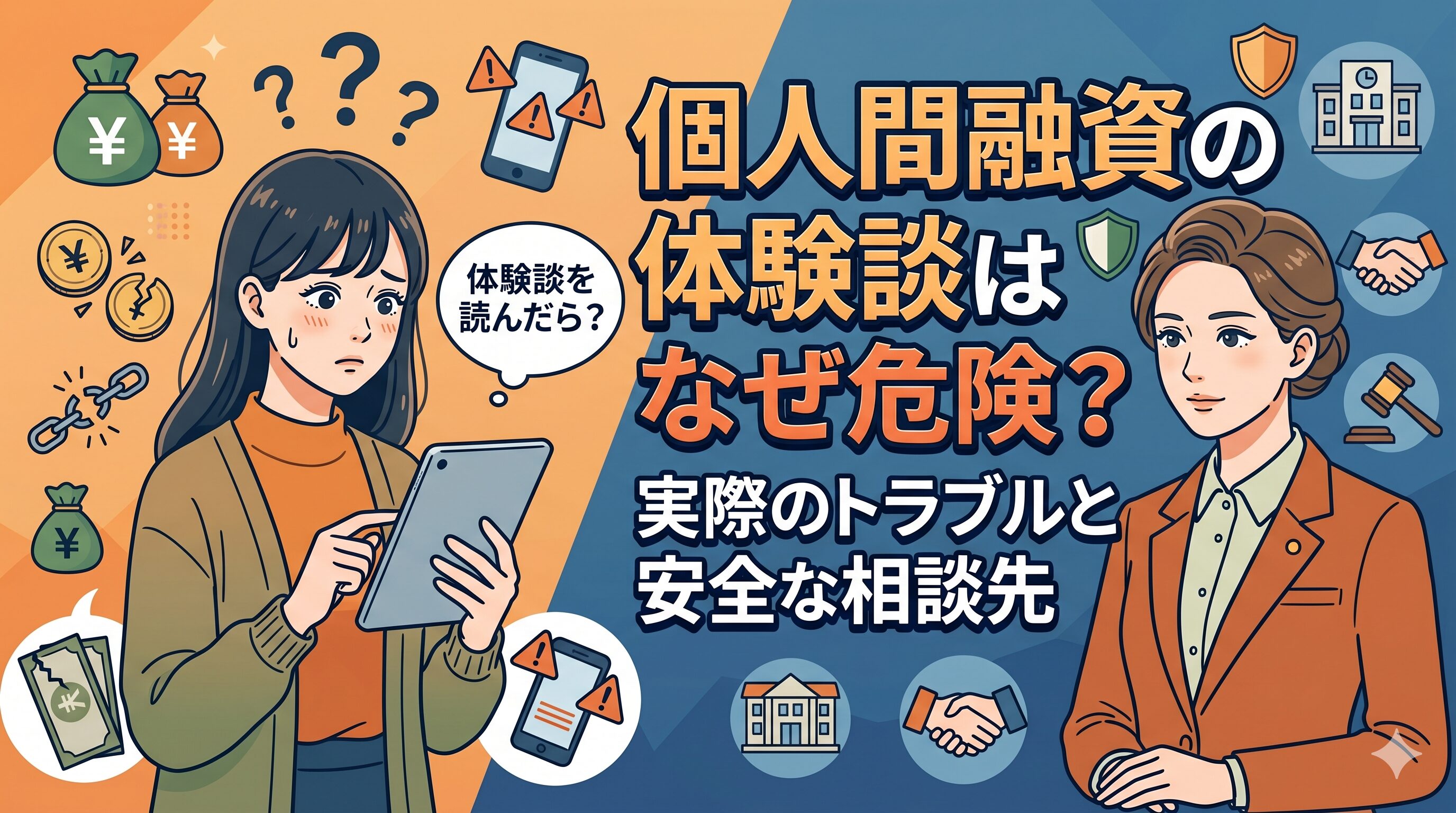 個人間融資の体験談はなぜ危険？実際のトラブルと安全な相談先