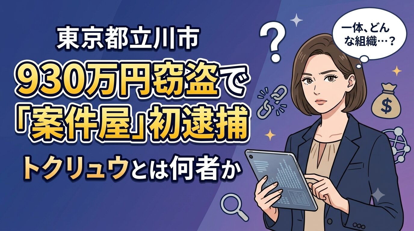 東京都立川市930万円窃盗で「案件屋」初逮捕｜トクリュウとは何者か