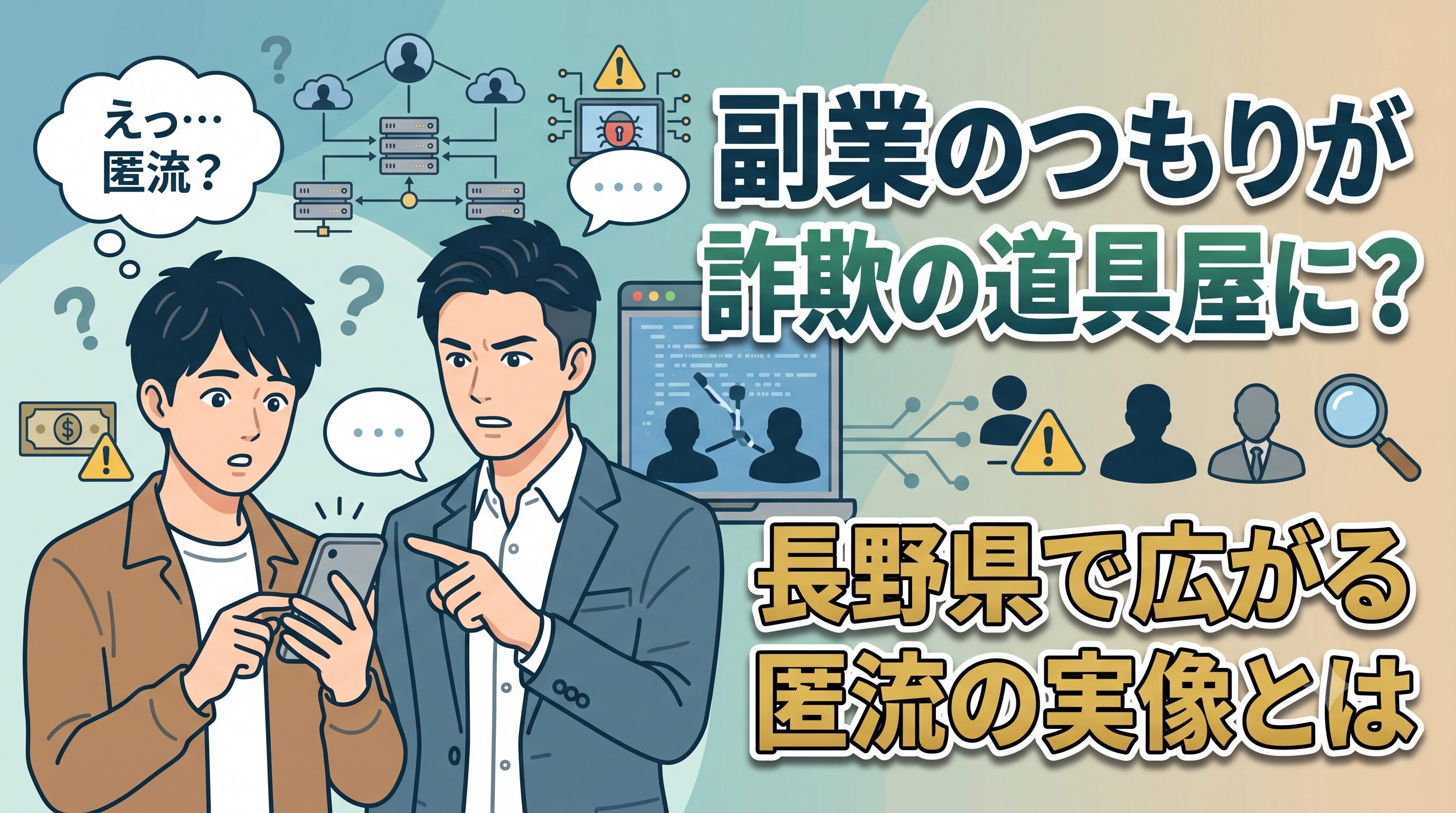 副業のつもりが詐欺の道具屋に？長野県で広がる匿流の実像とは