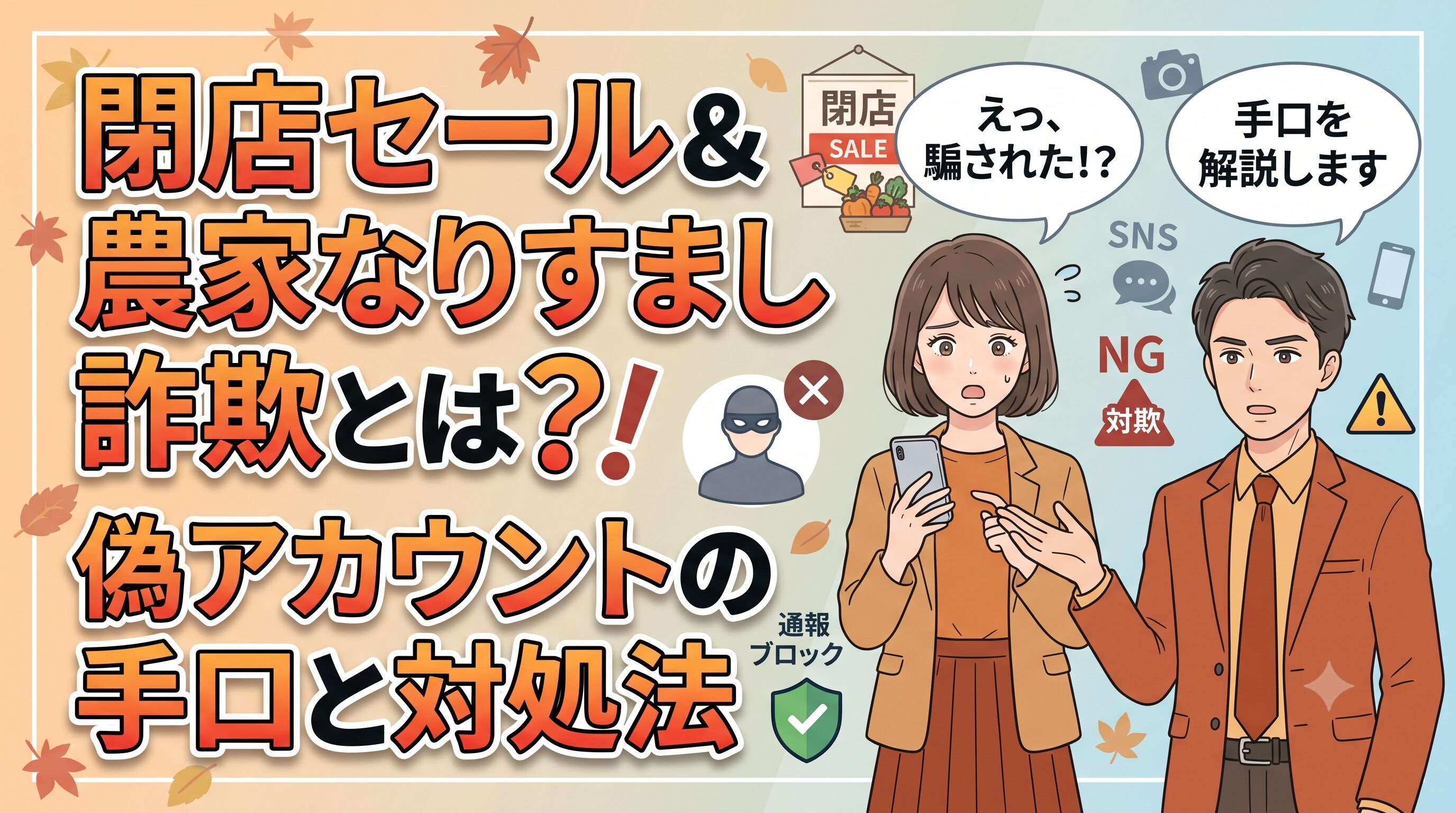 閉店セール＆農家なりすまし詐欺とは？偽アカウントの手口と対処法