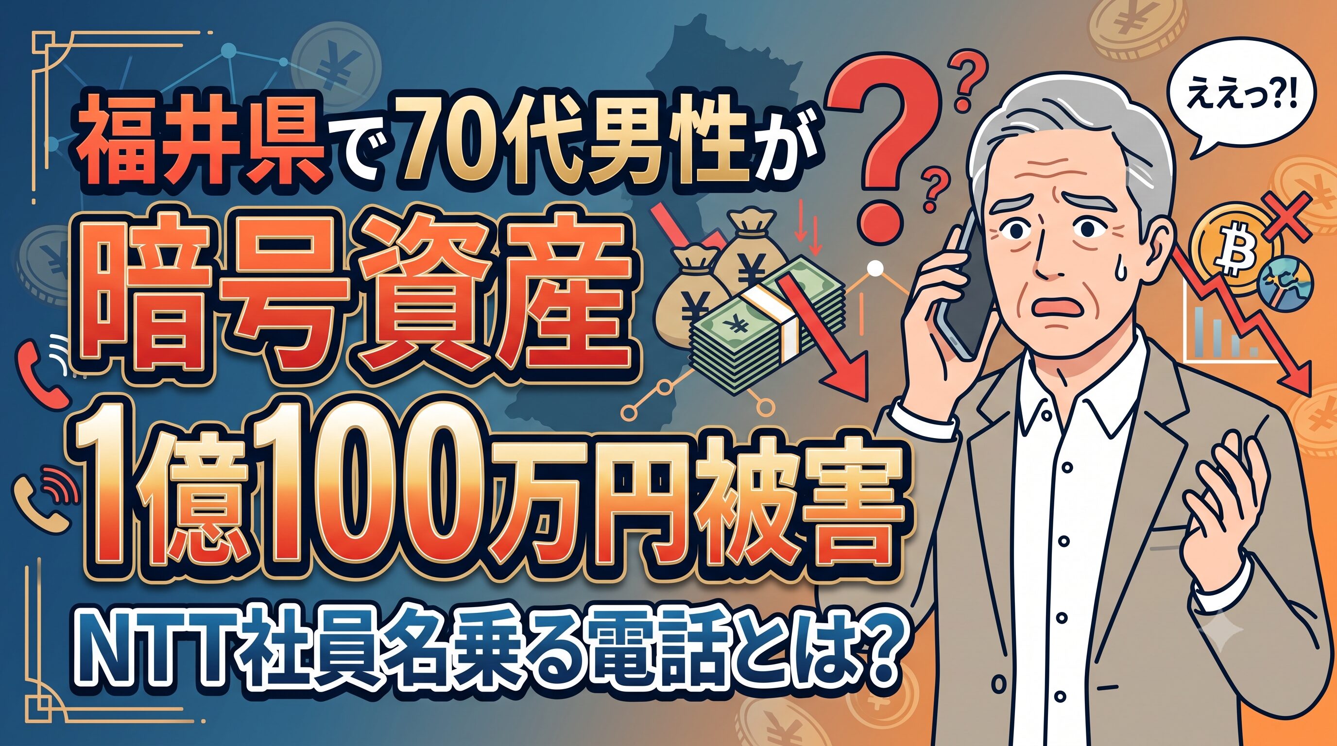 福井県で70代男性が暗号資産1億100万円被害 NTT社員名乗る電話とは？