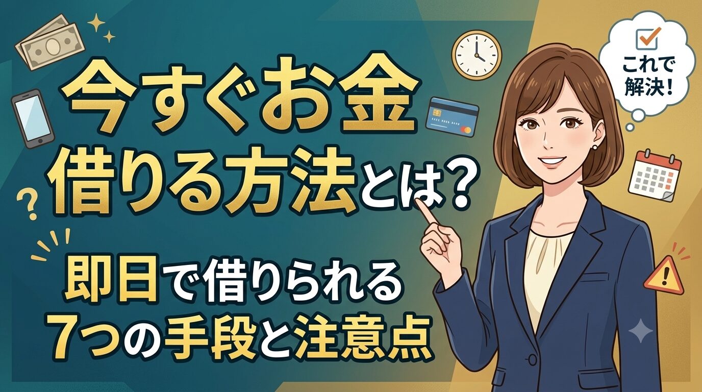 今すぐお金借りる方法とは？即日で借りられる7つの手段と注意点