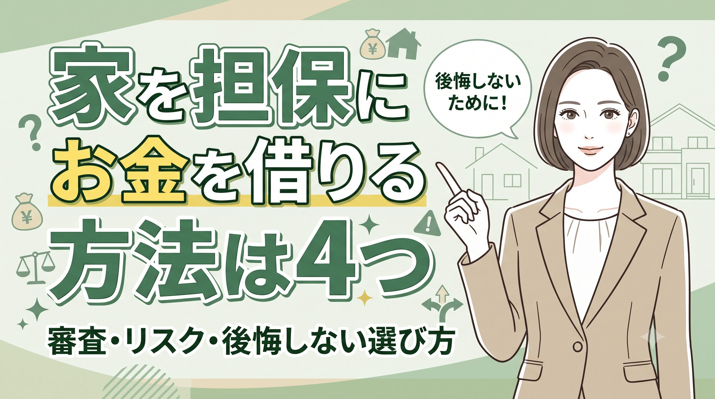 家を担保にお金を借りる方法は4つ｜審査・リスク・後悔しない選び方