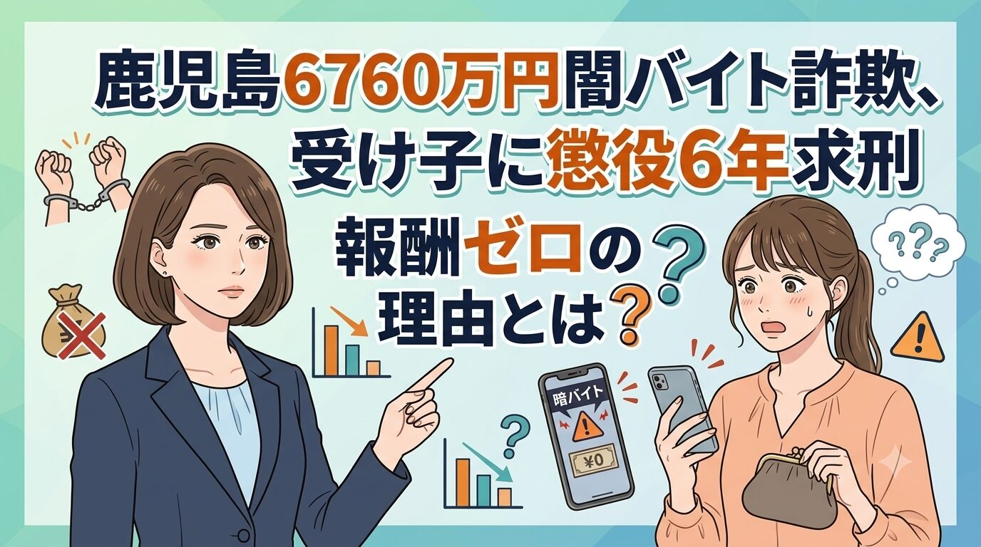 鹿児島6760万円闇バイト詐欺、受け子に懲役6年求刑…報酬ゼロの理由とは？