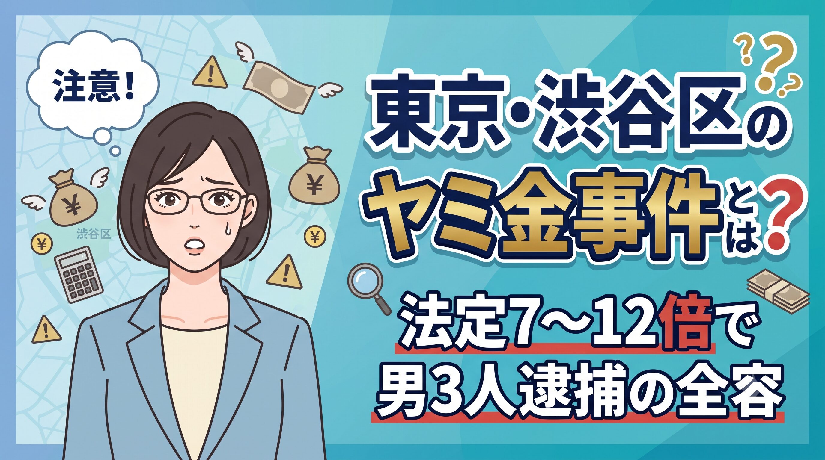 東京・渋谷区のヤミ金事件とは？法定7～12倍で男3人逮捕の全容