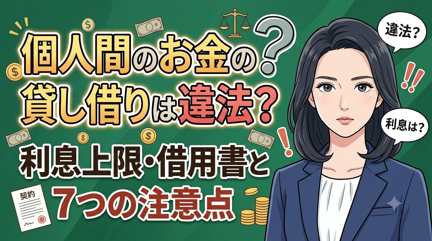 個人間のお金の貸し借りは違法？利息上限・借用書と7つの注意点