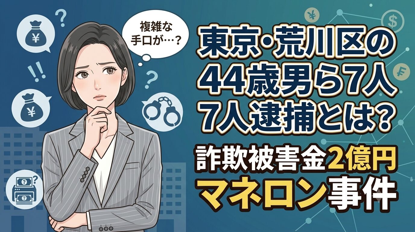 東京・荒川区の44歳男ら7人逮捕とは？詐欺被害金2億円マネロン事件