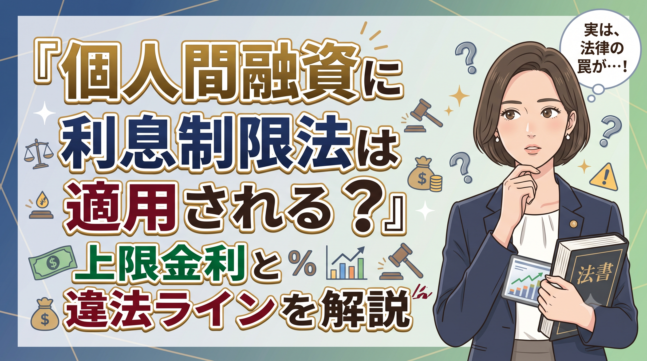 個人間融資に利息制限法は適用される？上限金利と違法ラインを解説