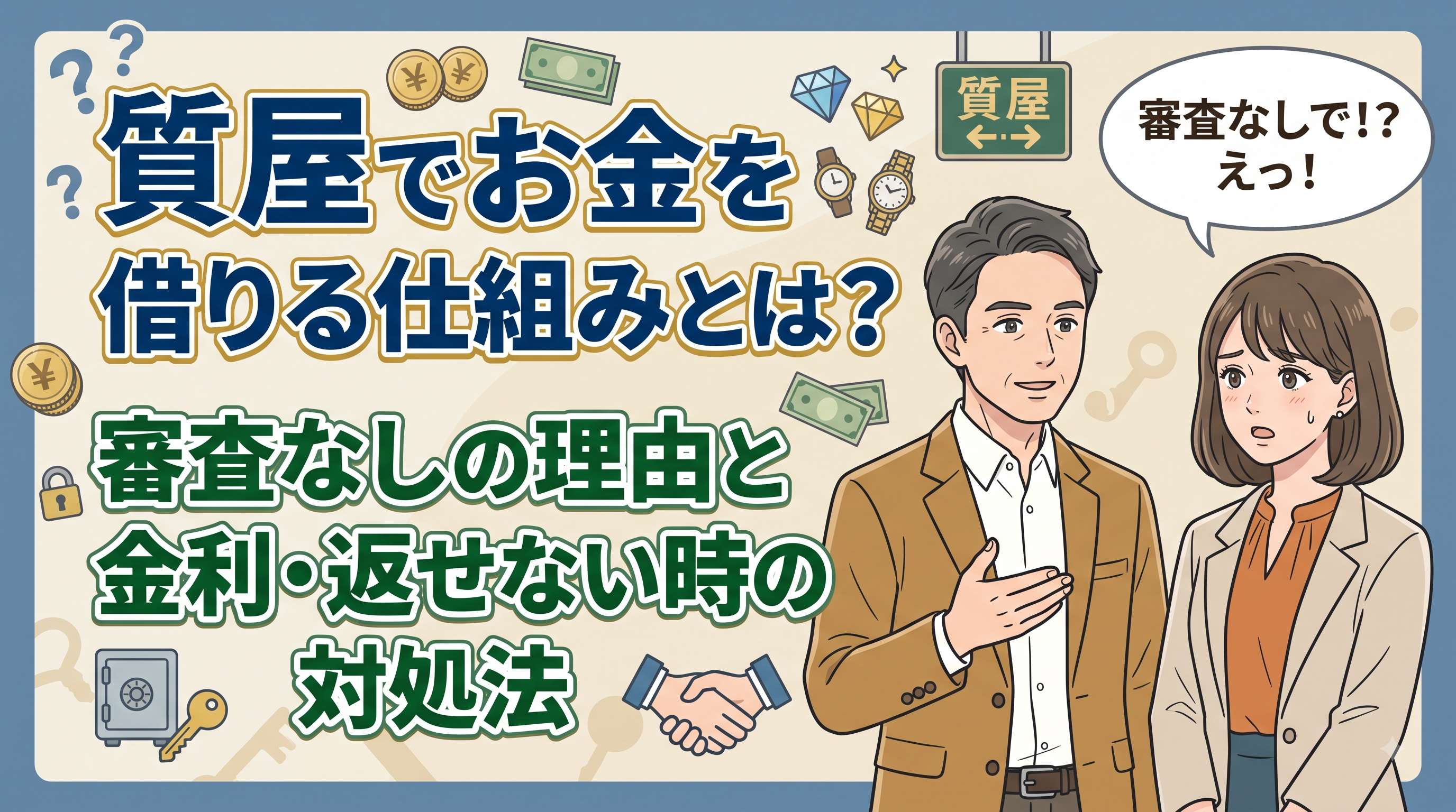 質屋でお金を借りる仕組みとは？審査なしの理由と金利・返せない時の対処法