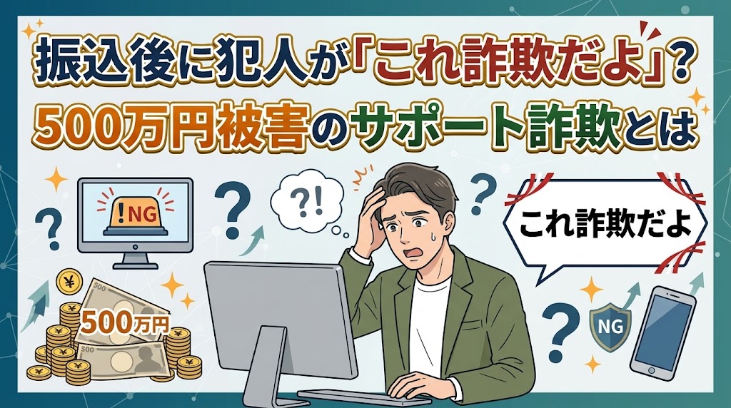 振込後に犯人が「これ詐欺だよ」？500万円被害のサポート詐欺とは