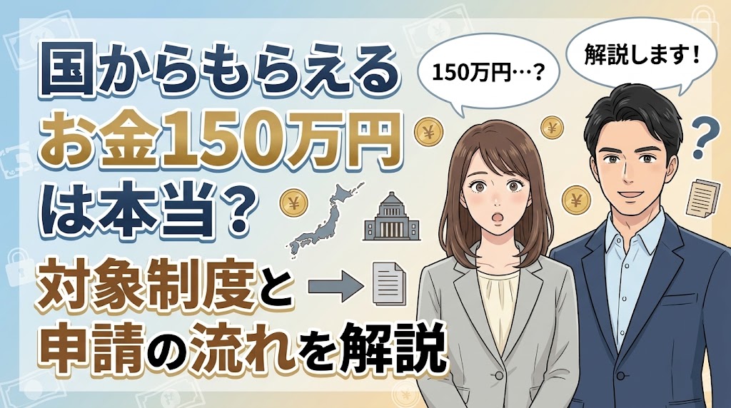 国からもらえるお金150万円は本当？対象制度と申請の流れを解説