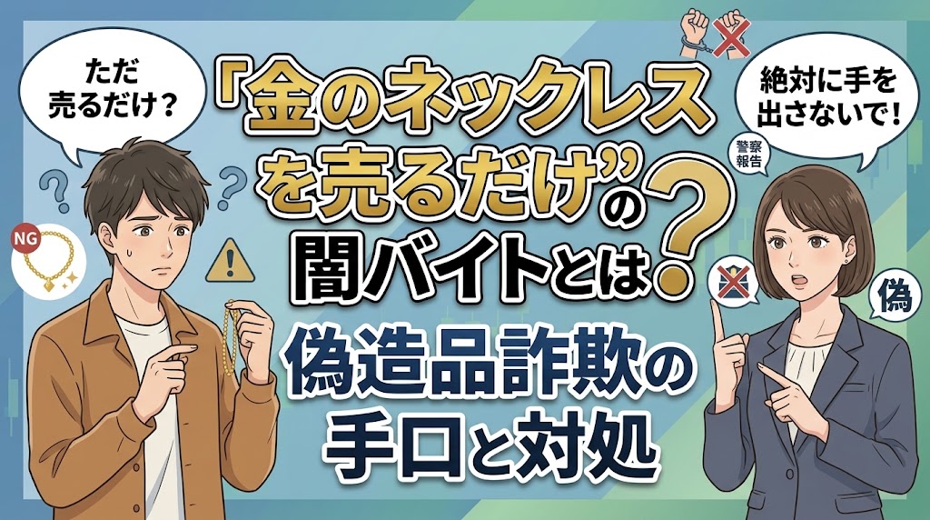 「金のネックレスを売るだけ」の闇バイトとは？偽造品詐欺の手口と対処